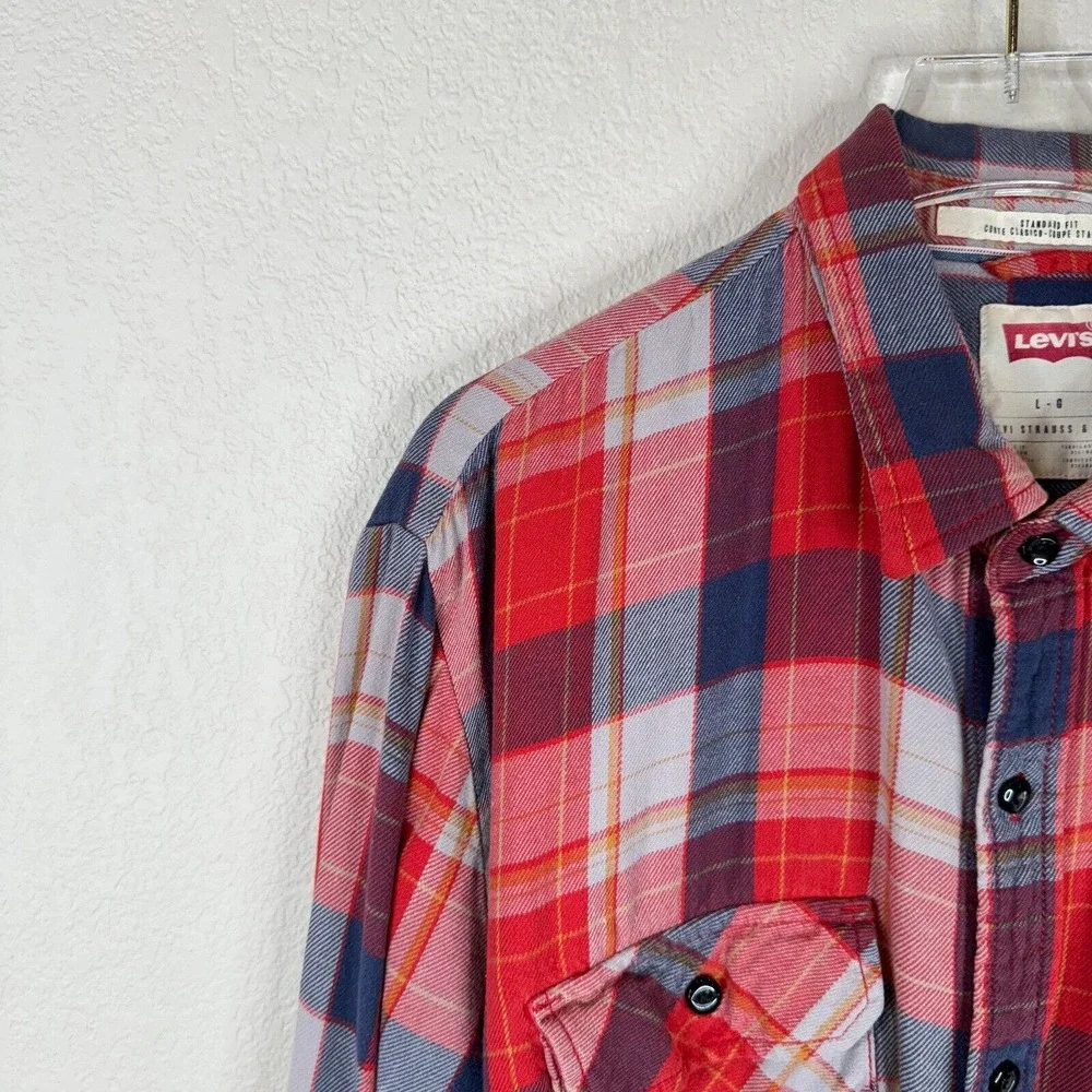 Levi's Men's Standard Fit Plaid Flannel Button Up Shirt Long Sleeve Multi Size L